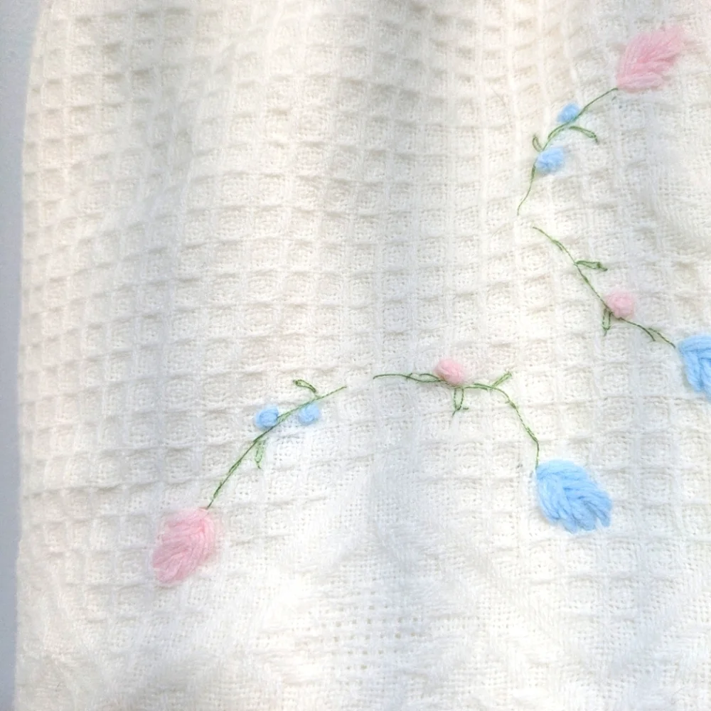 Vintage Waffle‎ Knit Baby Blanket Delicate Soft Ligtweight